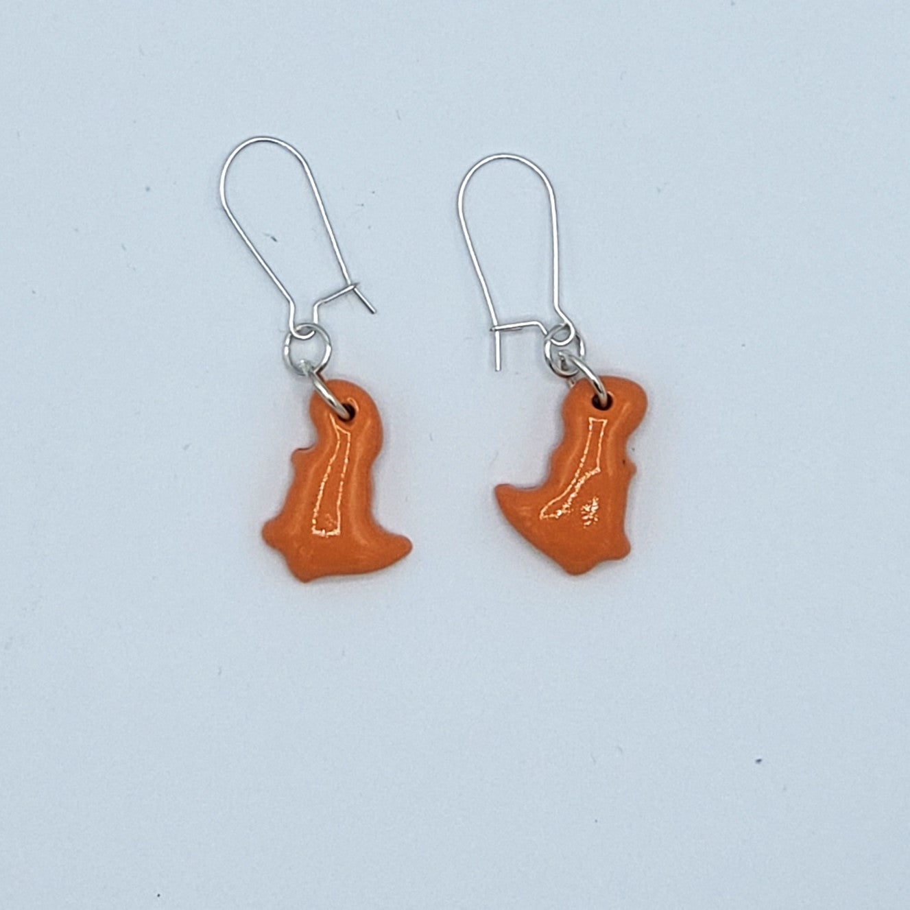 Porcelain Earrings - Orange Dino