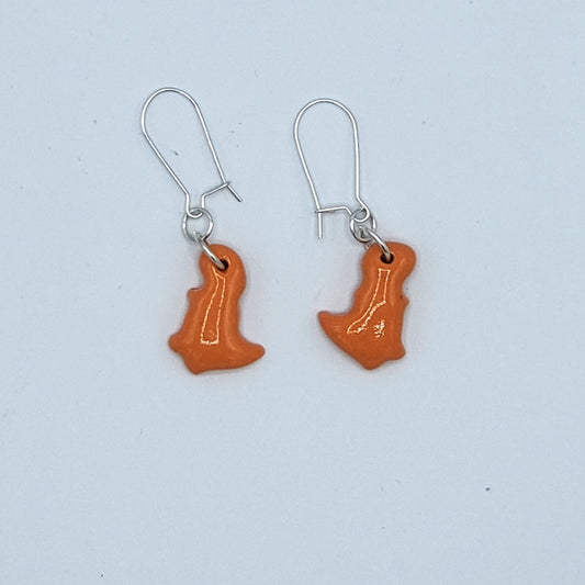 Porcelain Earrings - Orange Dino