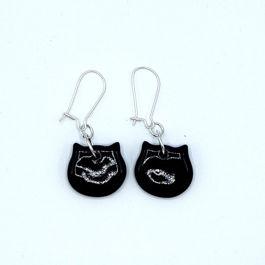 Porcelain Earrings - Black Cat