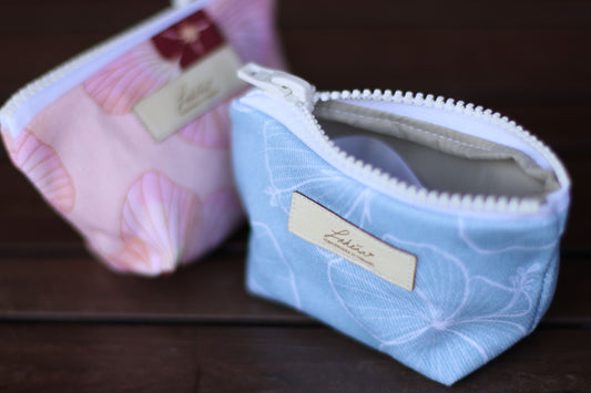 Coin Pouch Splash Proof Gusseted - Flowers Tan