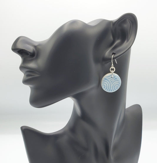 Porcelain Earrings - Blue Circle