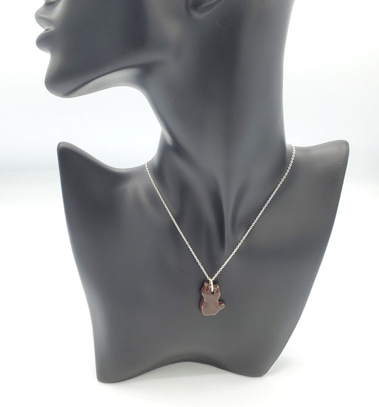 Porcelain Necklace - Dark Brown Cat