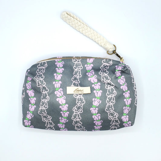 Medium Pouch - Crown Flower Gray