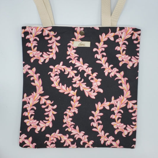 Tote Bag Medium - Plumeria Pink/Black