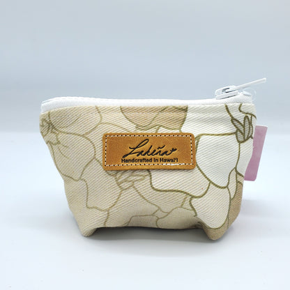 Coin Pouch Splash Proof Gusseted - Flowers Tan