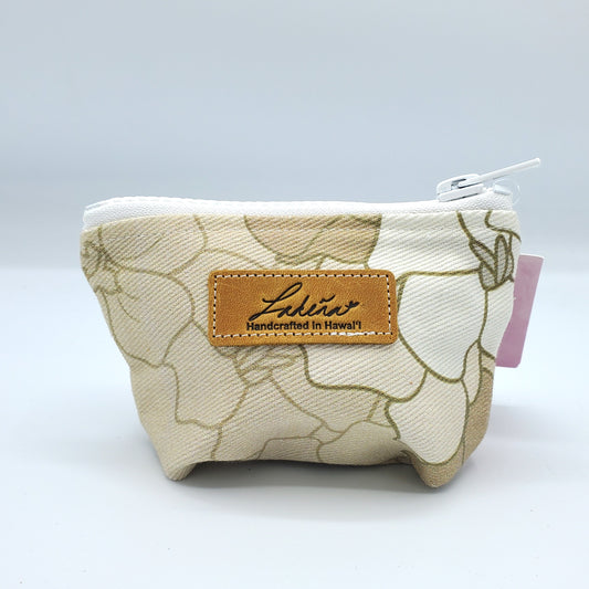 Coin Pouch Splash Proof Gusseted - Flowers Tan