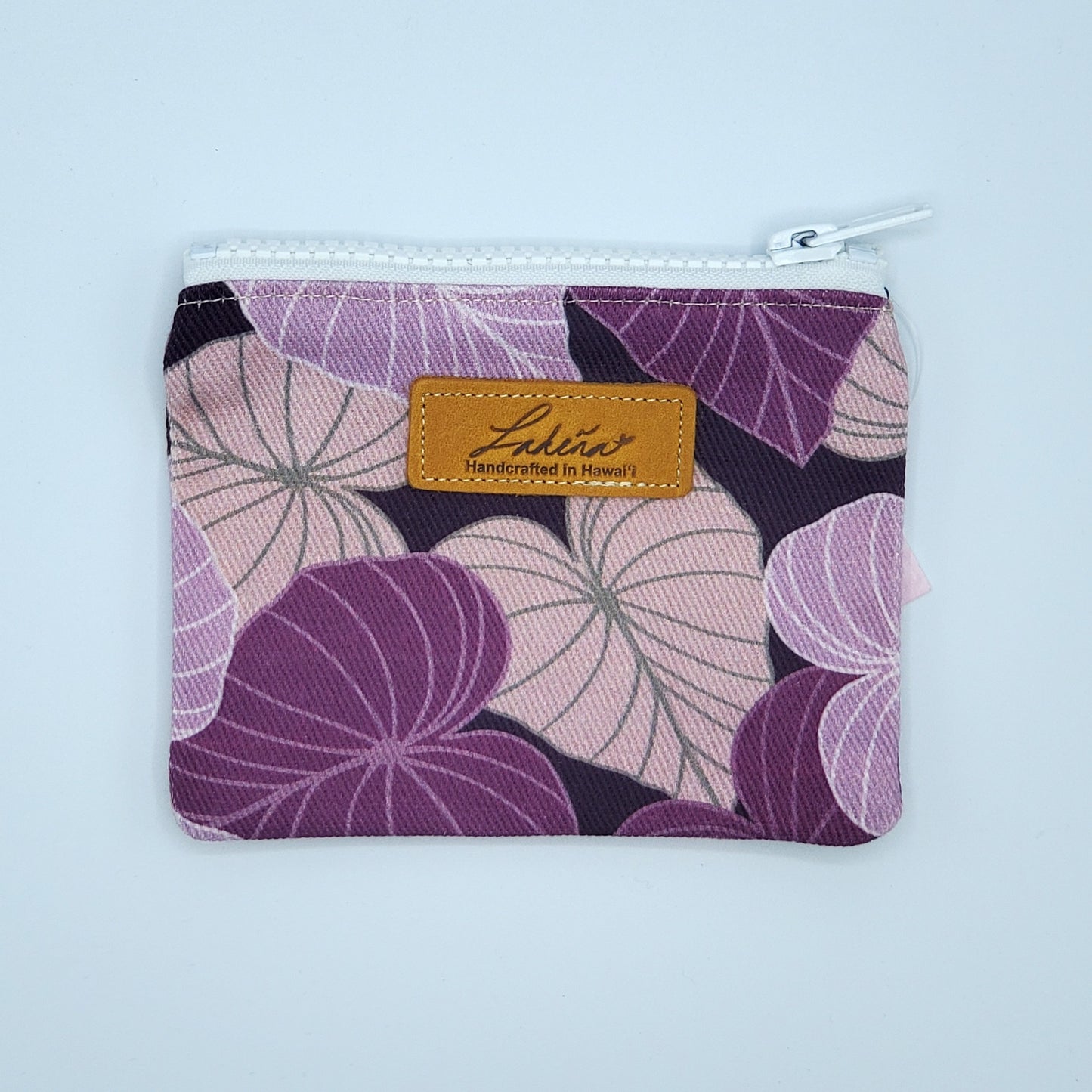 Coin Pouch Splash Proof Flat - Leaves Purple