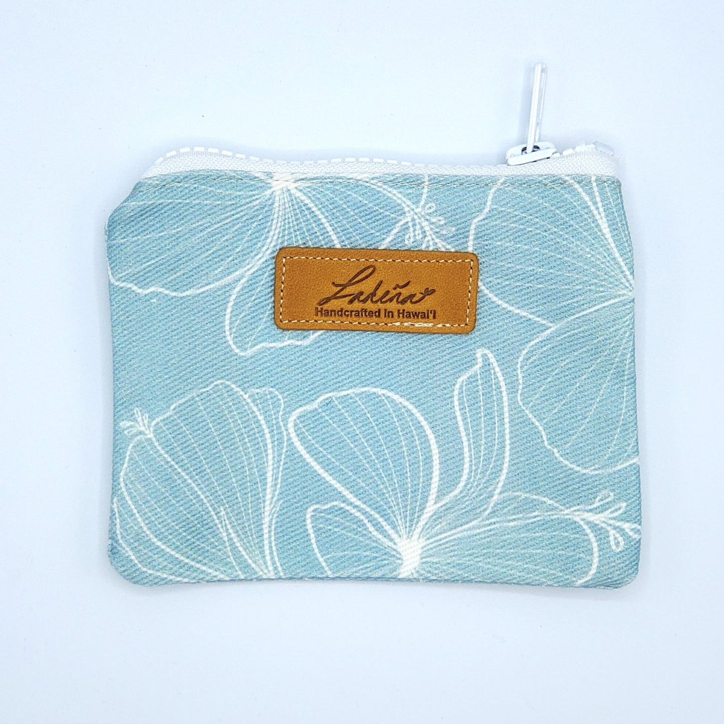 Coin Pouch Splash Proof Flat - Hibiscus Light Blue