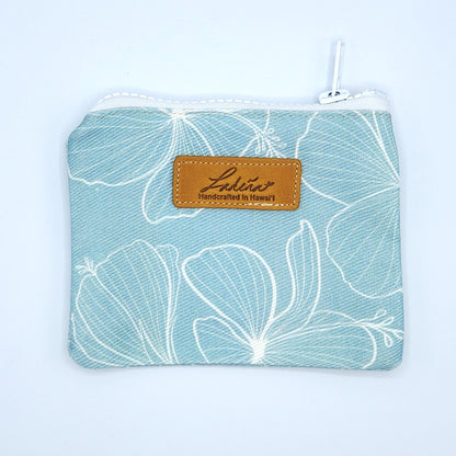 Coin Pouch Splash Proof Flat - Hibiscus Light Blue