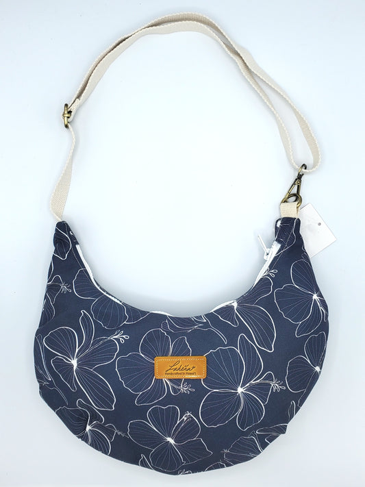 Crescent Shoulder Bag Splash Proof Small - Hibiscus Blue