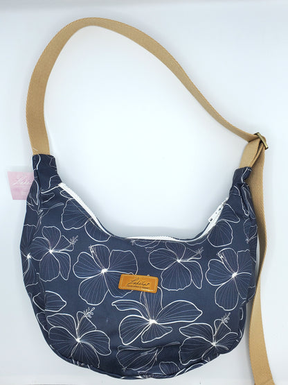 Crescent Shoulder Bag Splash Proof Medium - Hibiscus Blue