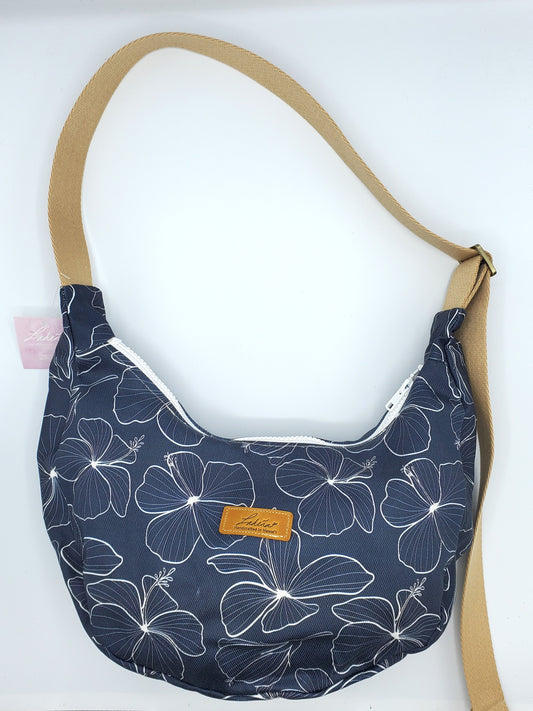 Crescent Shoulder Bag Splash Proof Medium - Hibiscus Blue
