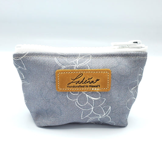 Coin Pouch Splash Proof Gusseted - Plumeria Gray