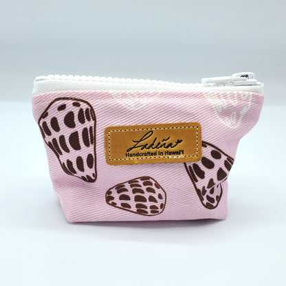 Coin Pouch Splash Proof Gusseted - Hebrew Cone Shell Pink