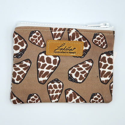 Coin Pouch Splash Proof Flat - Hebrew Cone Shell Brown